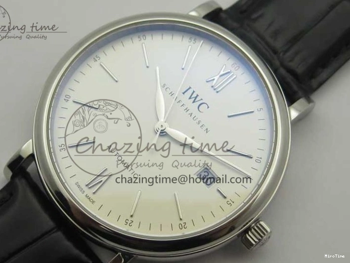MIROTIME 0812 Portofino Automatic SS MKF 1:1 Best Edition White Dial On Black Leather Strap MIYOTA 9015 V Original 7204